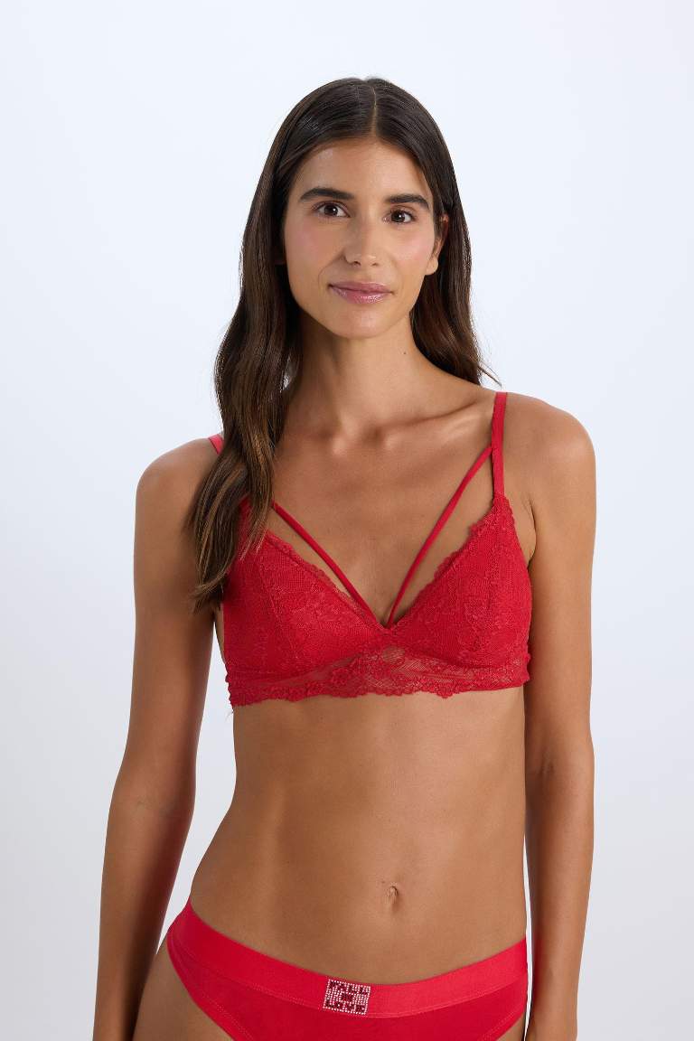 Pedli Dantelli Kırmızı Bralet-Fall in Love