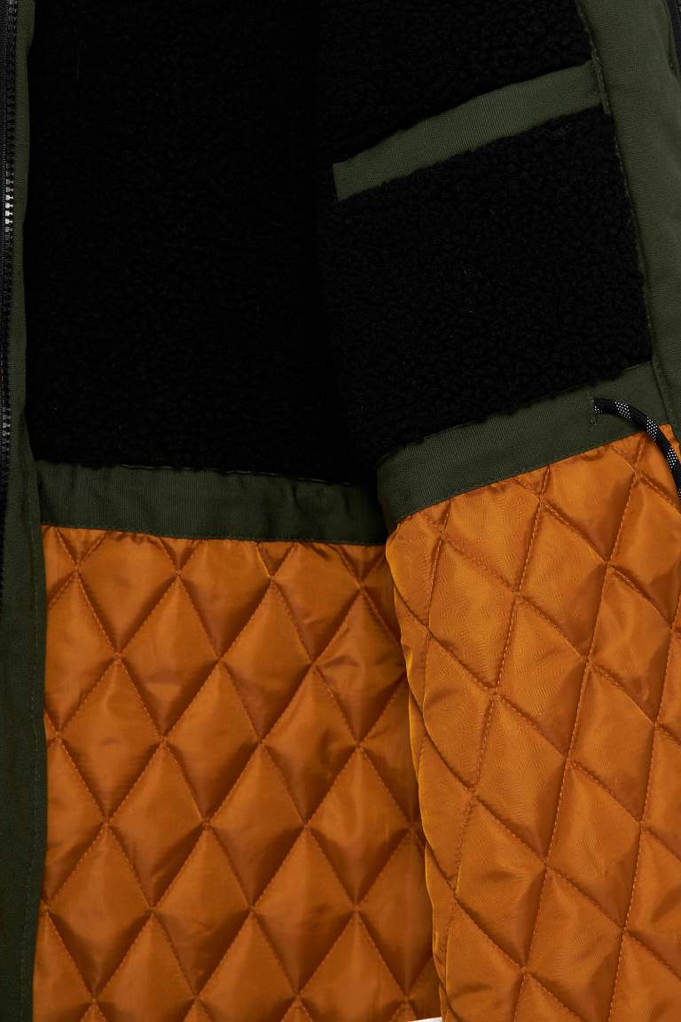 Slim Fit Kapüşonlu Pelüş Astar Parka