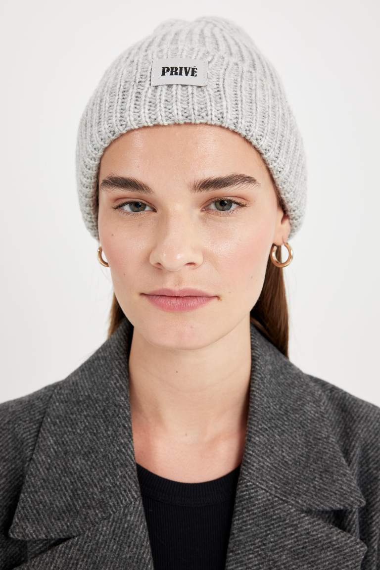 Woman Labeled Knitted Beanie