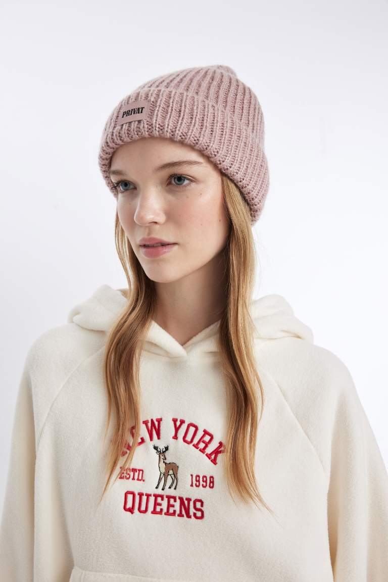 Woman Labeled Knitted Beanie