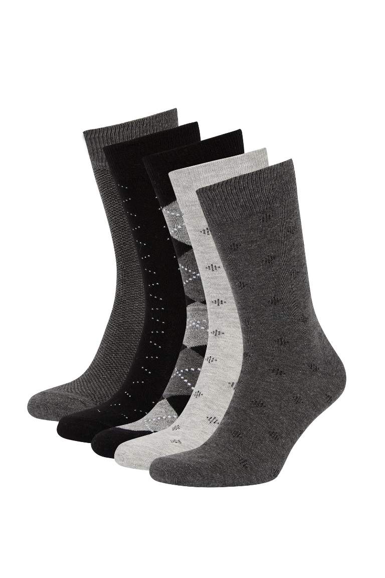 Men's Cotton Patterned 5-Piece Socks