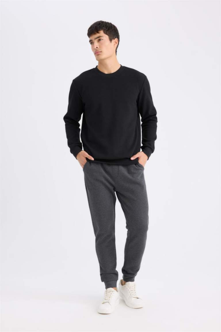 Slim Fit Dar Kesim İnce Jogger Eşofman Altı Basic Düz Pike Beli Bağcıklı Lastikli Paça Cepli