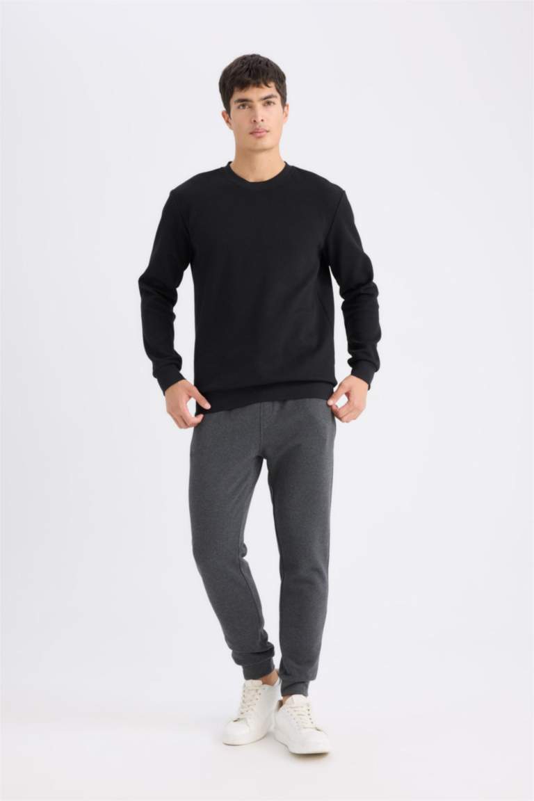 Slim Fit Dar Kesim İnce Jogger Eşofman Altı Basic Düz Pike Beli Bağcıklı Lastikli Paça Cepli