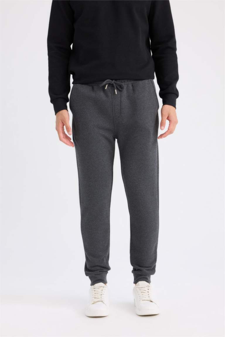 Slim Fit Dar Kesim İnce Jogger Eşofman Altı Basic Düz Pike Beli Bağcıklı Lastikli Paça Cepli