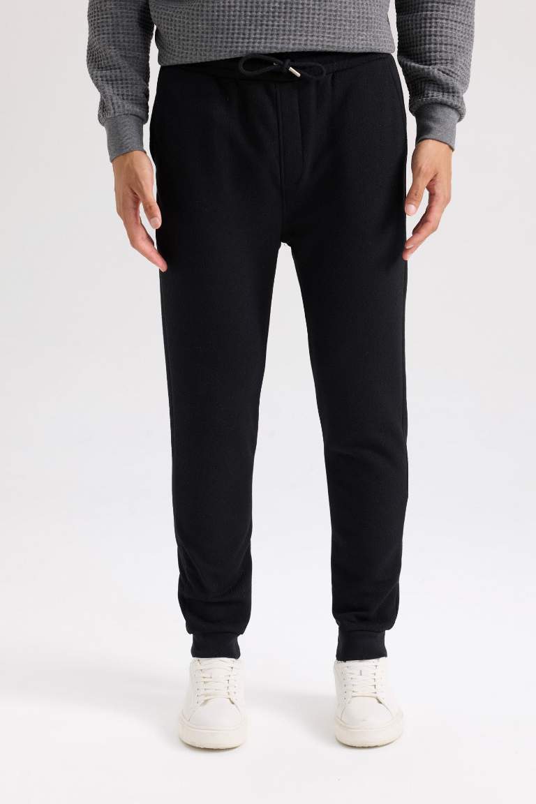 Slim Fit Dar Kesim İnce Jogger Eşofman Altı Basic Düz Pike Beli Bağcıklı Lastikli Paça Cepli
