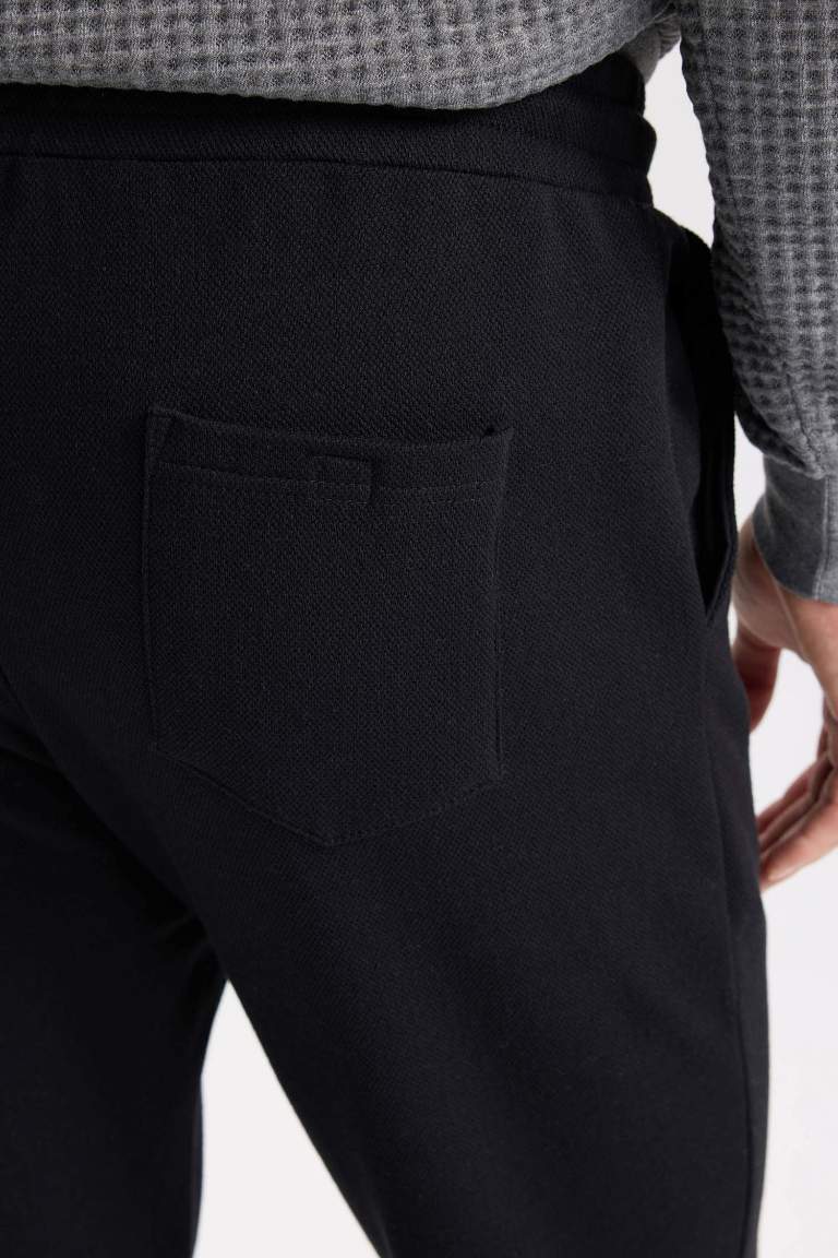 Slim Fit Dar Kesim İnce Jogger Eşofman Altı Basic Düz Pike Beli Bağcıklı Lastikli Paça Cepli
