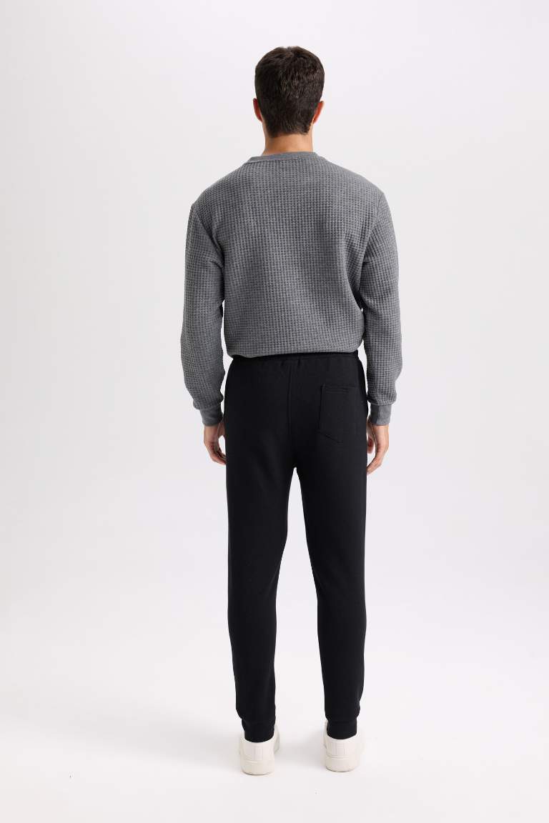 Slim Fit Dar Kesim İnce Jogger Eşofman Altı Basic Düz Pike Beli Bağcıklı Lastikli Paça Cepli