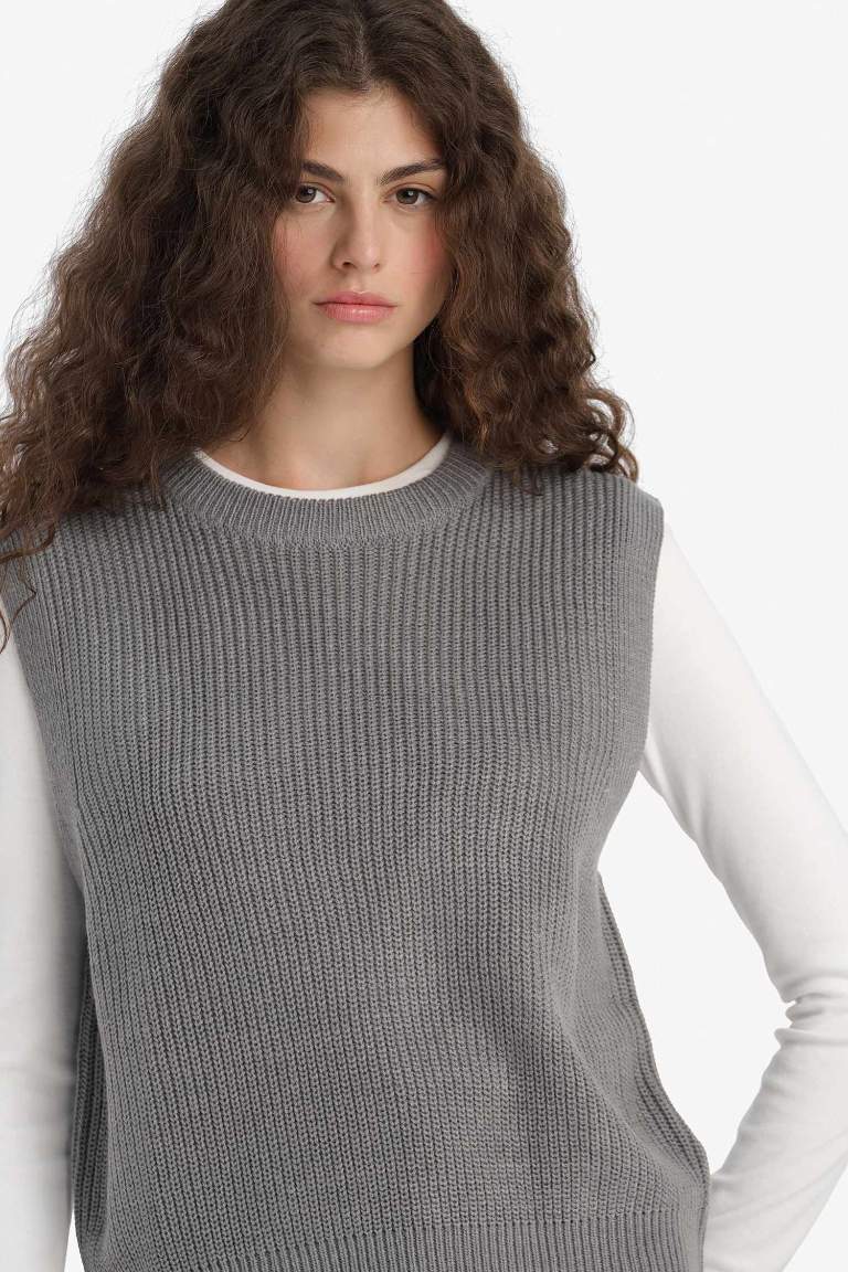 Oversize Geniş Kalıp Bisiklet Yaka Triko Süveter