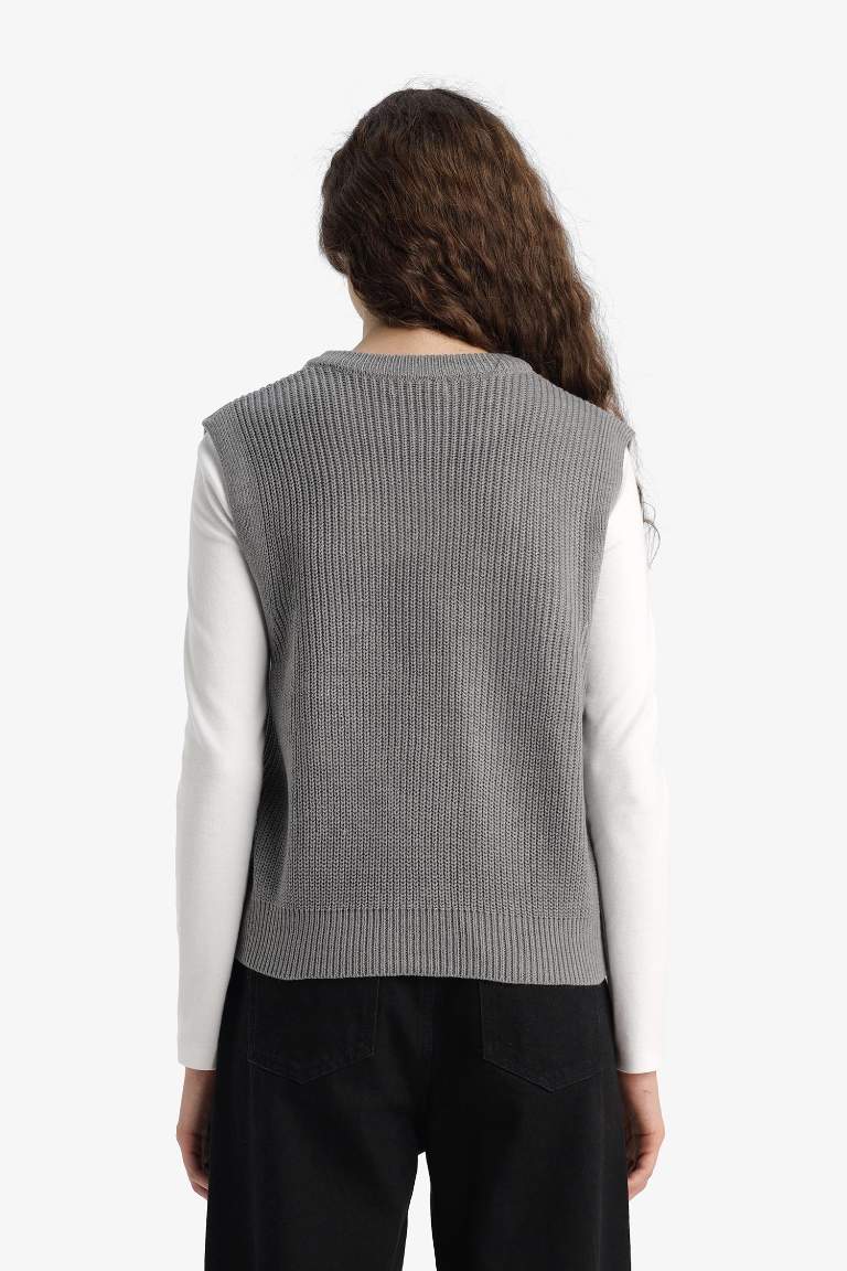 Oversize Geniş Kalıp Bisiklet Yaka Triko Süveter