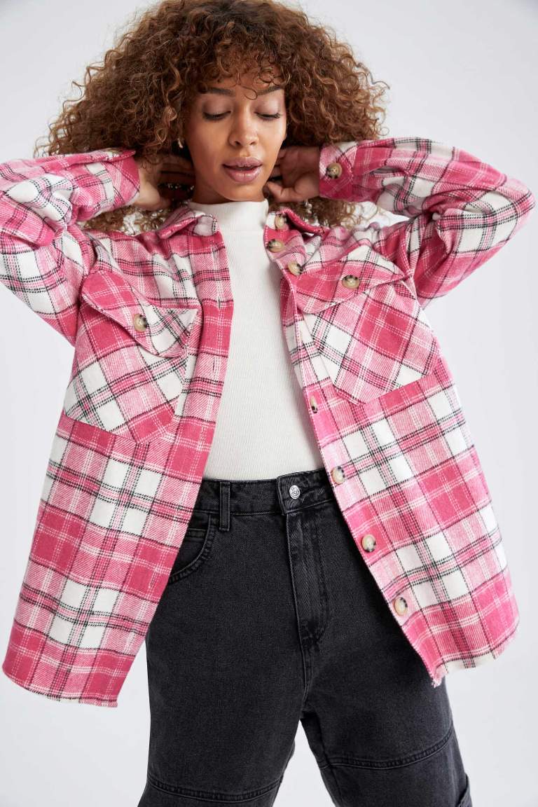 Relax Fit Check Print Flannel Shirt