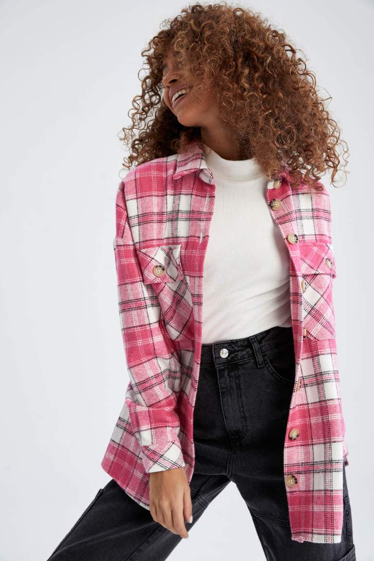 Relax Fit Check Print Flannel Shirt