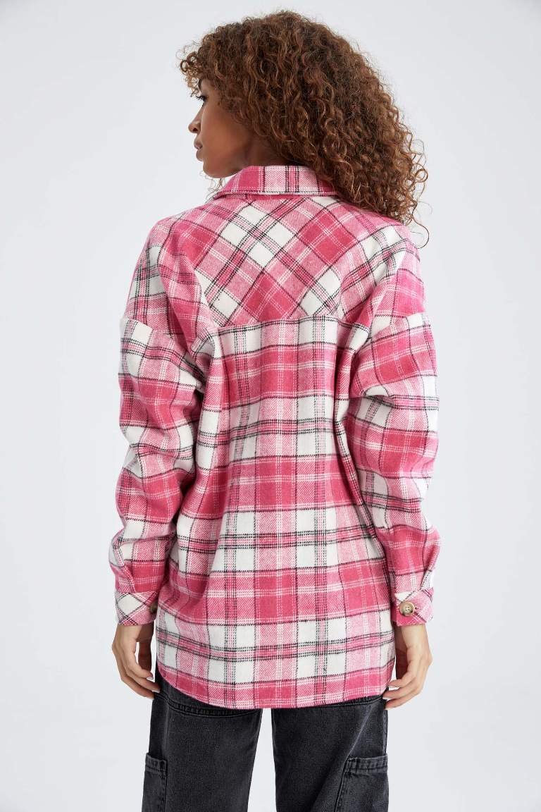 Relax Fit Check Print Flannel Shirt