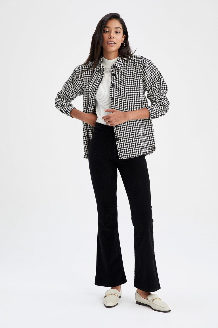 Pantalon Femme Velours Côtelé Bootcut - Taille élastique - Large Jambe - Confort Hiver - 12