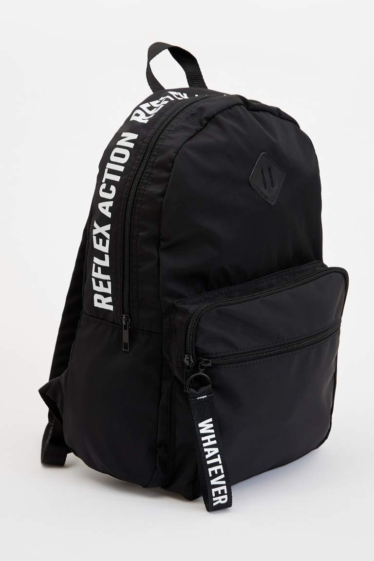 Ultra Light Slogan Printed Backpack