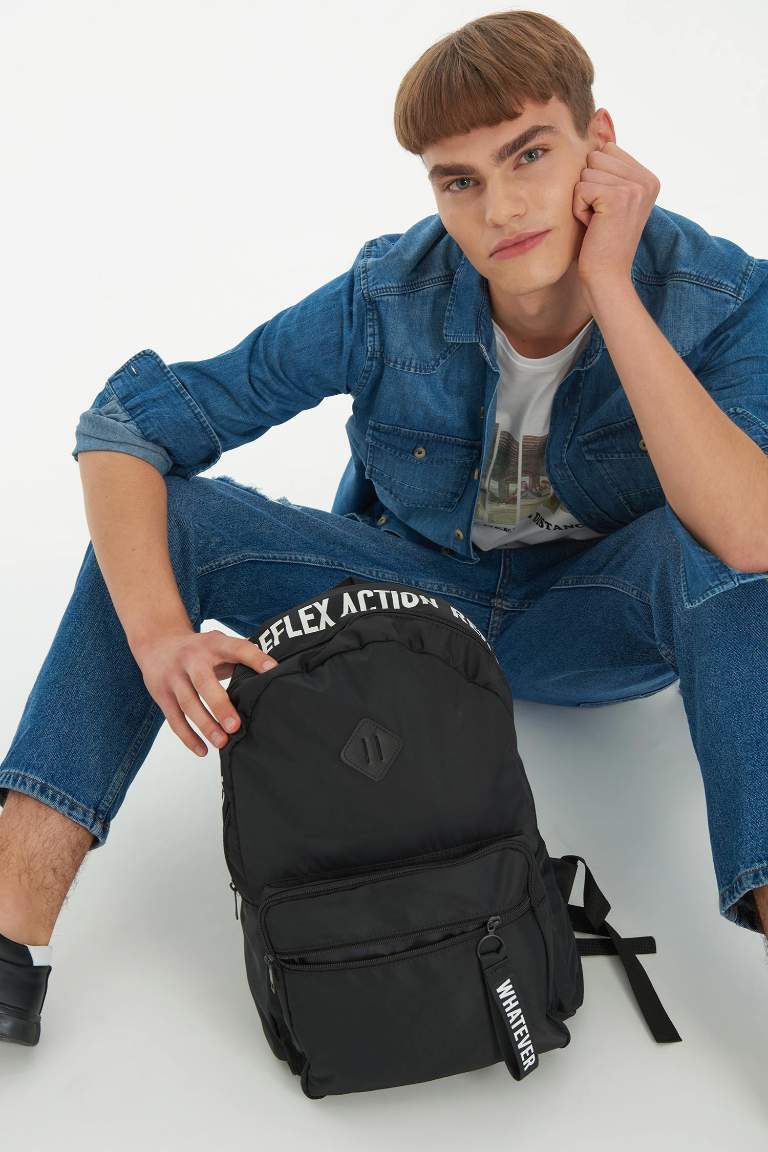 Ultra Light Slogan Printed Backpack