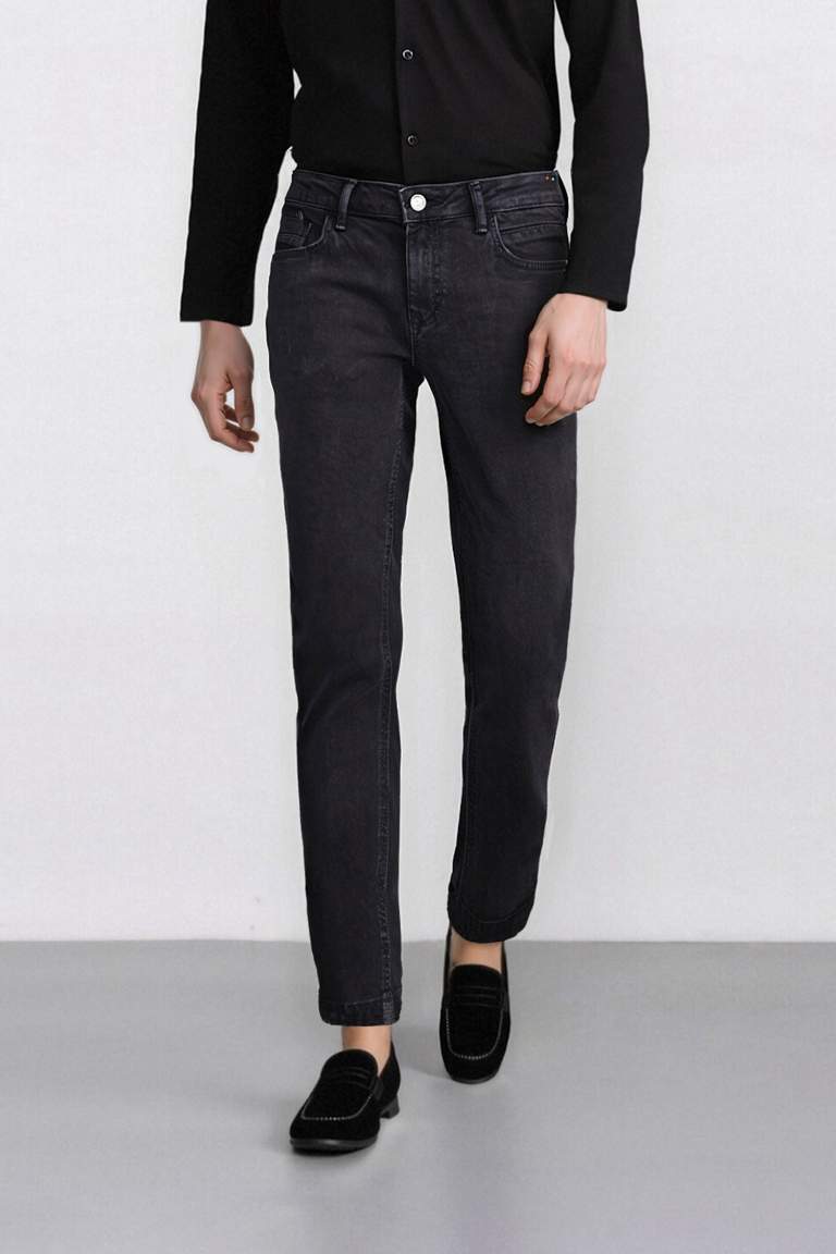 Carlo Skinny Fit Ekstra Dar Kalıp Normal Bel Ekstra Dar Paça Siyah Jean Pantolon