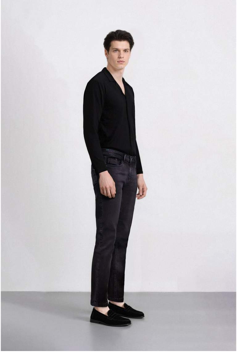 Carlo Skinny Fit Ekstra Dar Kalıp Normal Bel Ekstra Dar Paça Siyah Jean Pantolon