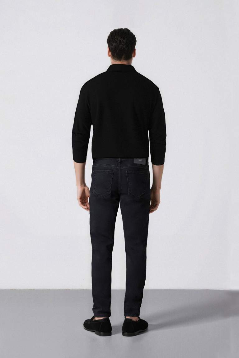 Carlo Skinny Fit Ekstra Dar Kalıp Normal Bel Ekstra Dar Paça Siyah Jean Pantolon