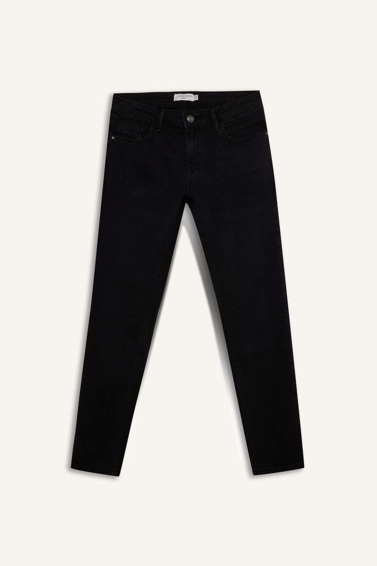 Carlo Skinny Fit Ekstra Dar Kalıp Normal Bel Ekstra Dar Paça Siyah Jean Pantolon