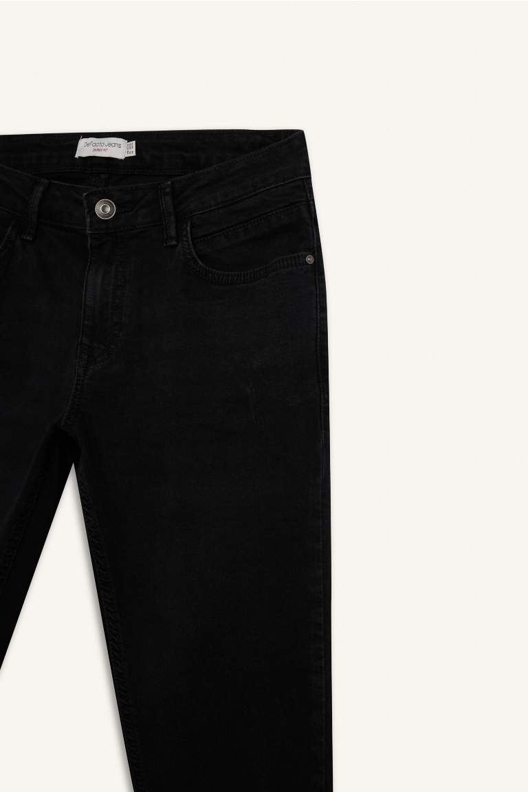 Carlo Skinny Fit Ekstra Dar Kalıp Normal Bel Ekstra Dar Paça Siyah Jean Pantolon