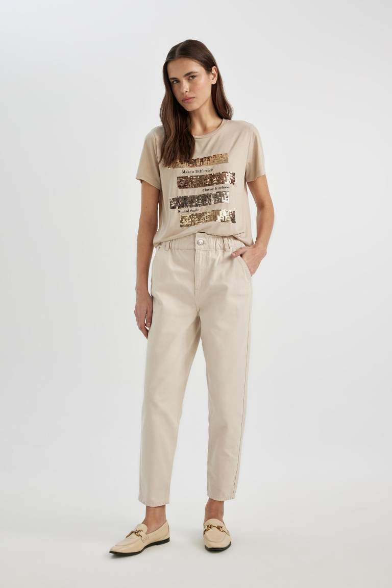Paperbag Fit With Pockets Gabardine Trousers