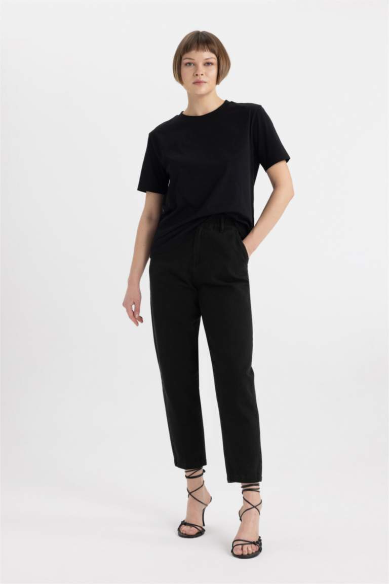 Black WOMAN Paperbag High Waist Woven Trousers 2562331 DeFacto