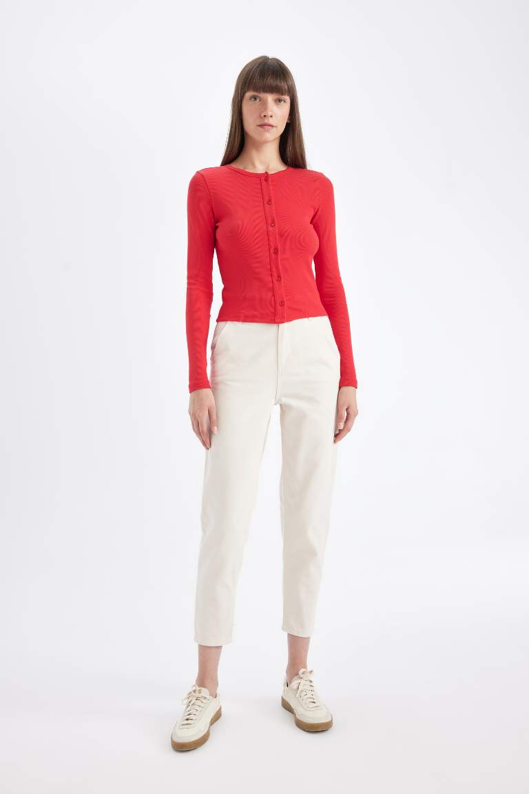 Paperbag Waist Basic Standard Leg Gabardine Trousers