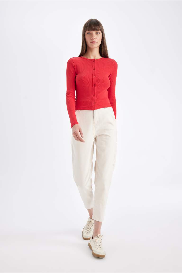 Paperbag Waist Basic Standard Leg Gabardine Trousers