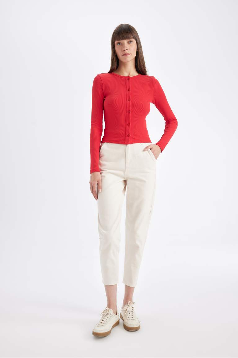 Paperbag Waist Basic Standard Leg Gabardine Trousers