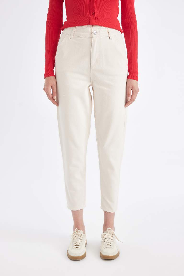 Paperbag Waist Basic Standard Leg Gabardine Trousers