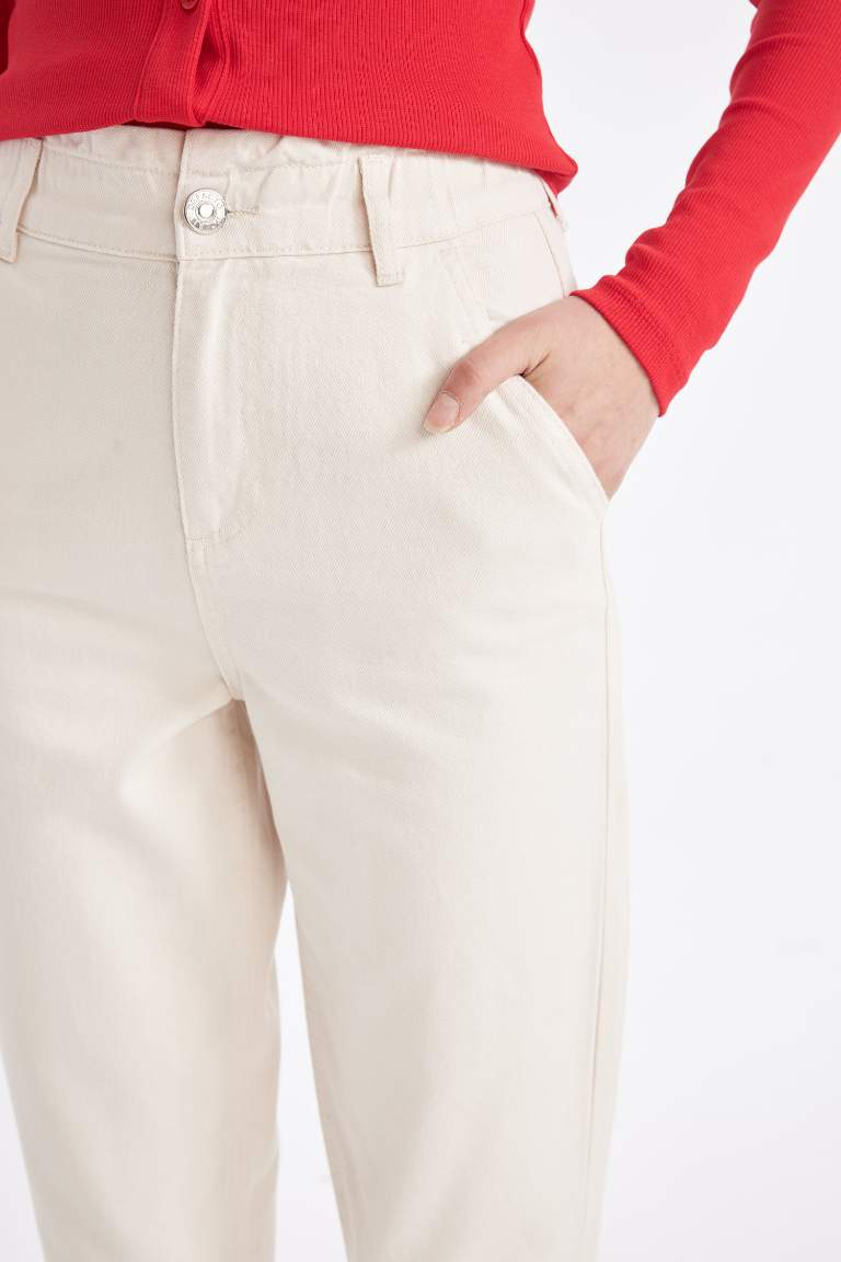 Paperbag Waist Basic Standard Leg Gabardine Trousers