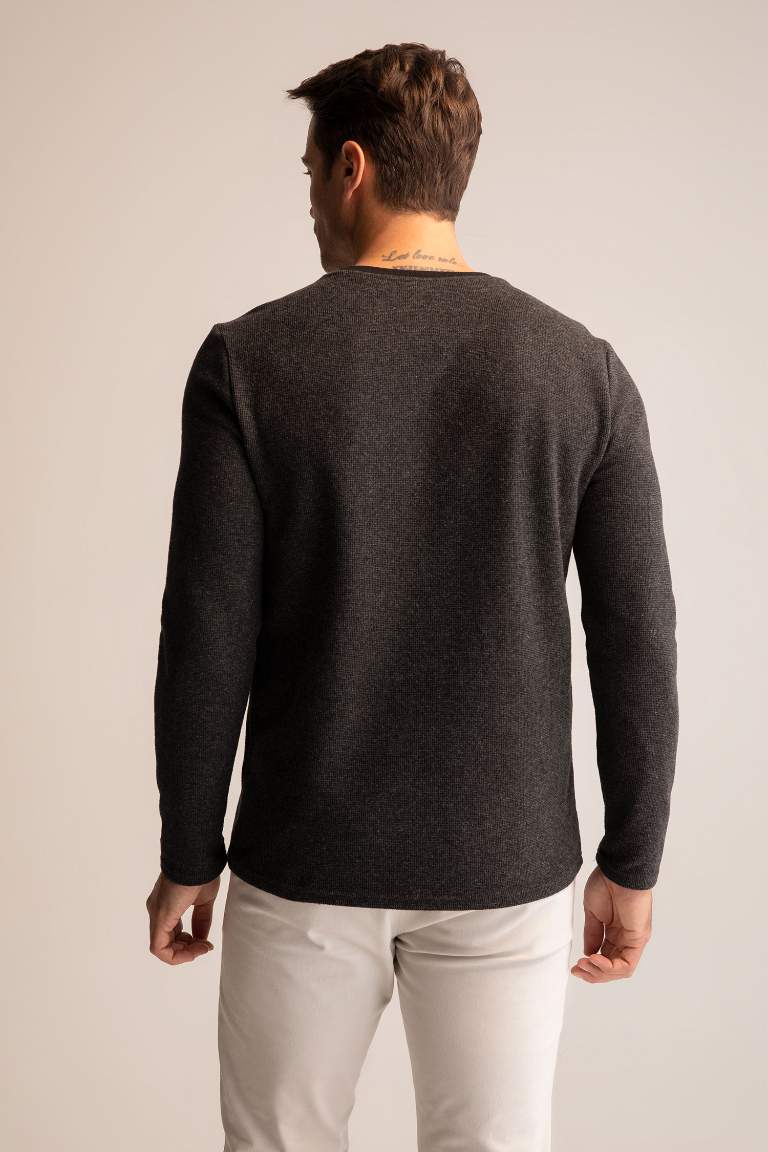 Slim Fit Bisiklet Yaka Uzun Kollu Basic Tişört