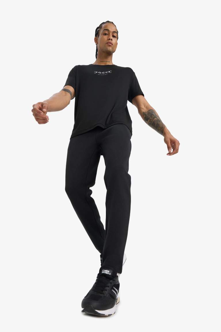 DeFactoFit Slim Fit Dar Kesim Fermuarlı Standart Paça Jogger Eşofman Altı