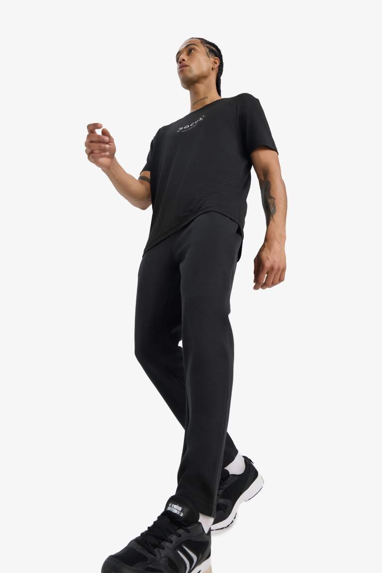 DeFactoFit Slim Fit Dar Kesim Fermuarlı Standart Paça Jogger Eşofman Altı