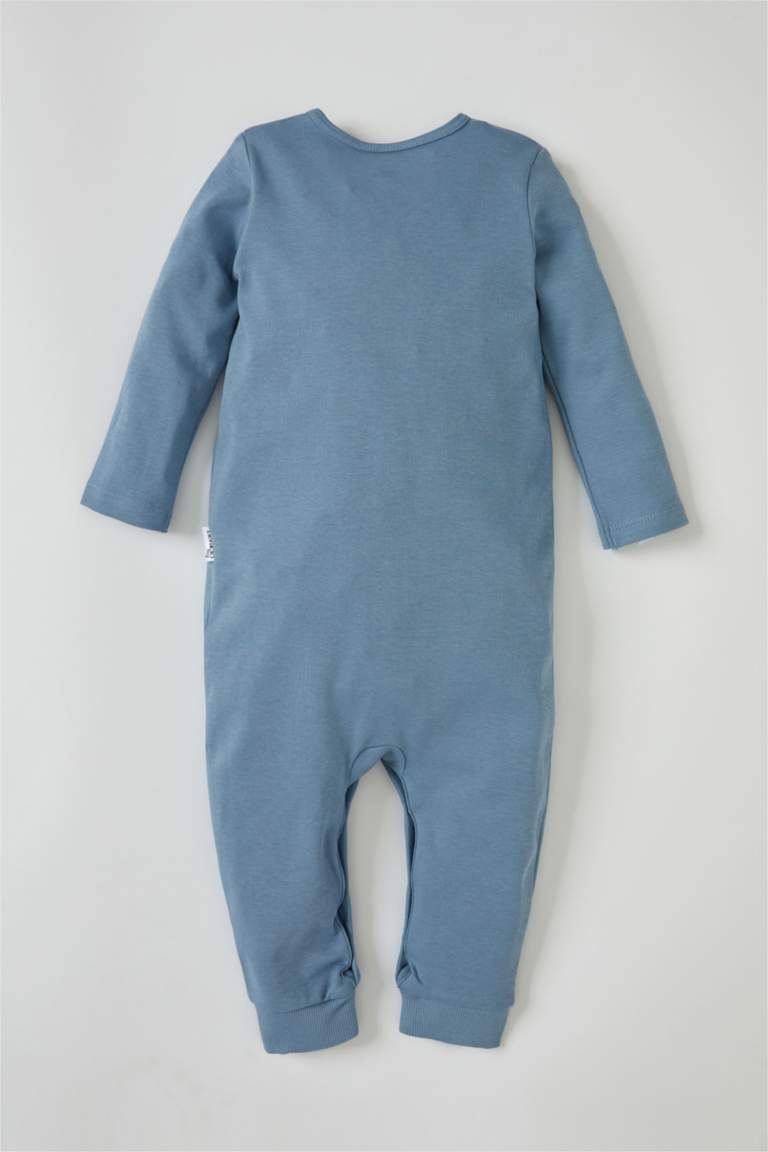 Mavi Erkek Bebek Erkek Bebek Sevimli Kaplan Baskı Çıtçıtlı