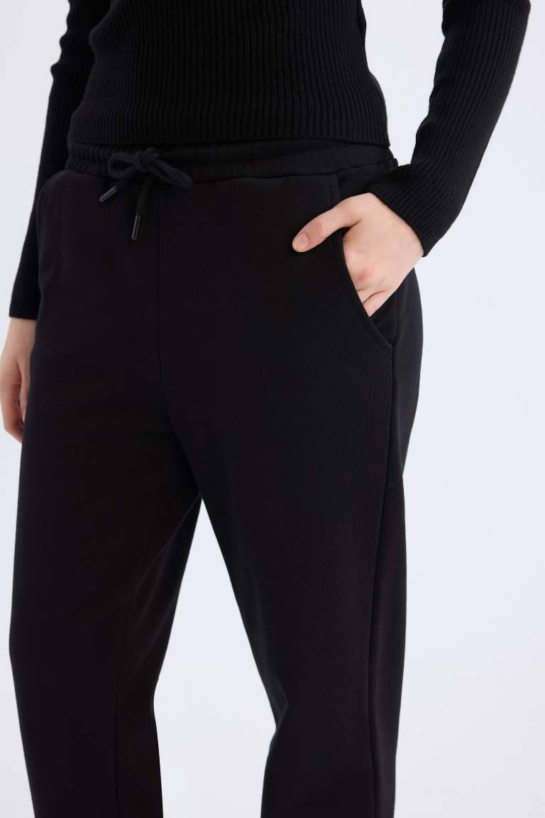 Flexible Banded Leg Long Thick Fabric Joggers