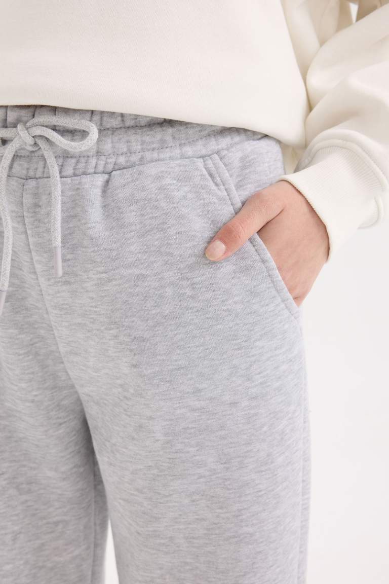 Standard Fit Elastic Waist Basic Thick Jogger Sweatpants