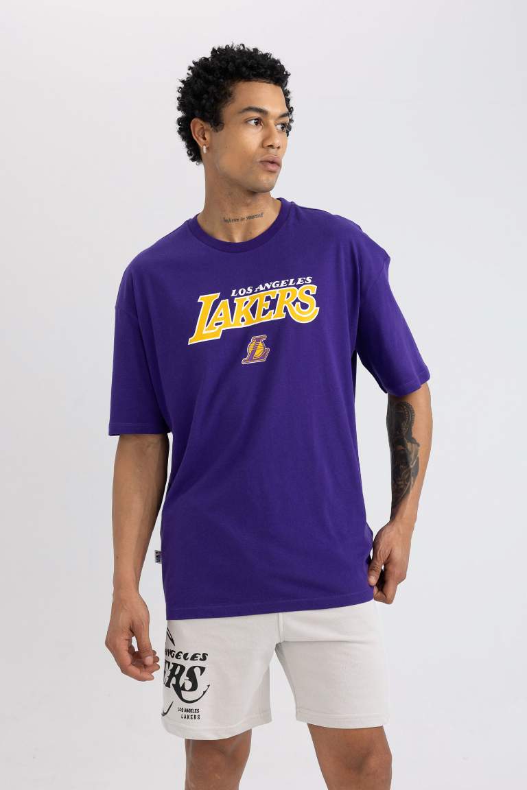 DeFactoFit NBA Los Angeles Lakers Boxy Fit Crew Neck T-Shirt