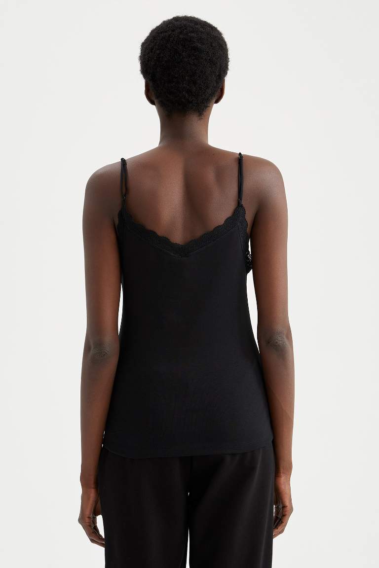 V Neck Strappy Lace Vest