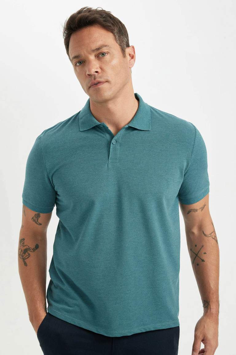 Regular Fit Polo Collar Pique Polo T-Shirt