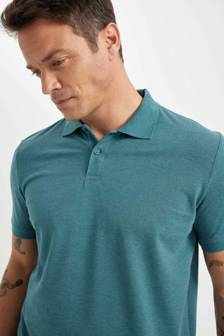 Regular Fit Polo Collar Pique Polo T-Shirt