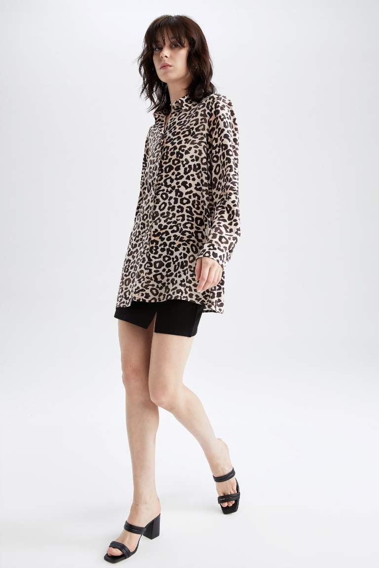 Relax Fit Long Sleeve Zebra Print Tunic