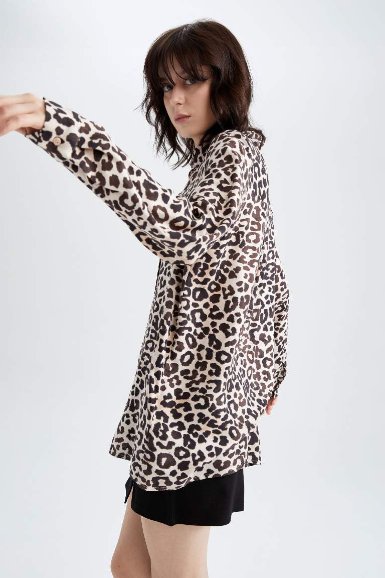 Relax Fit Long Sleeve Zebra Print Tunic