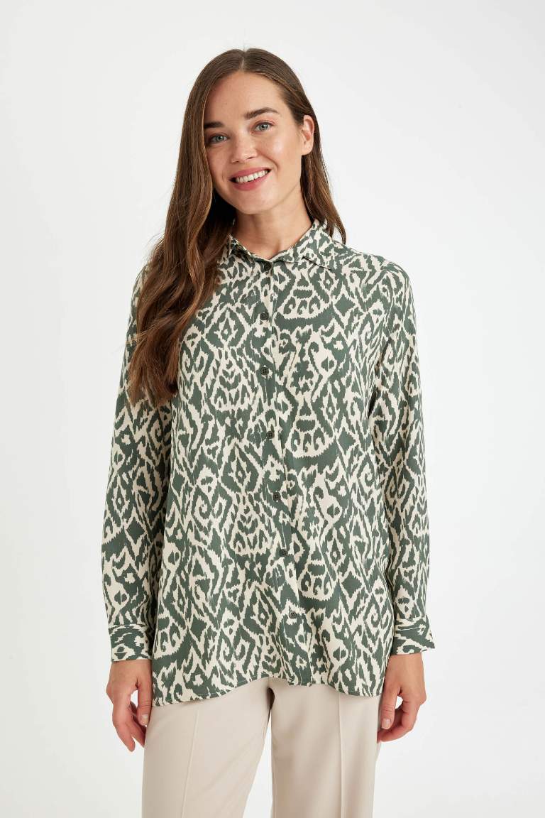 Loose Fit Patterned Shirt Tunic