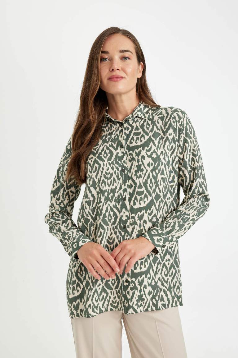 Loose Fit Patterned Shirt Tunic