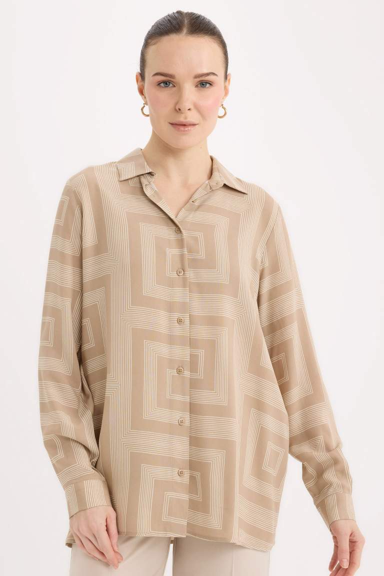 Traditional Loose Fit Shirt Collar Long Sleeve Tunic