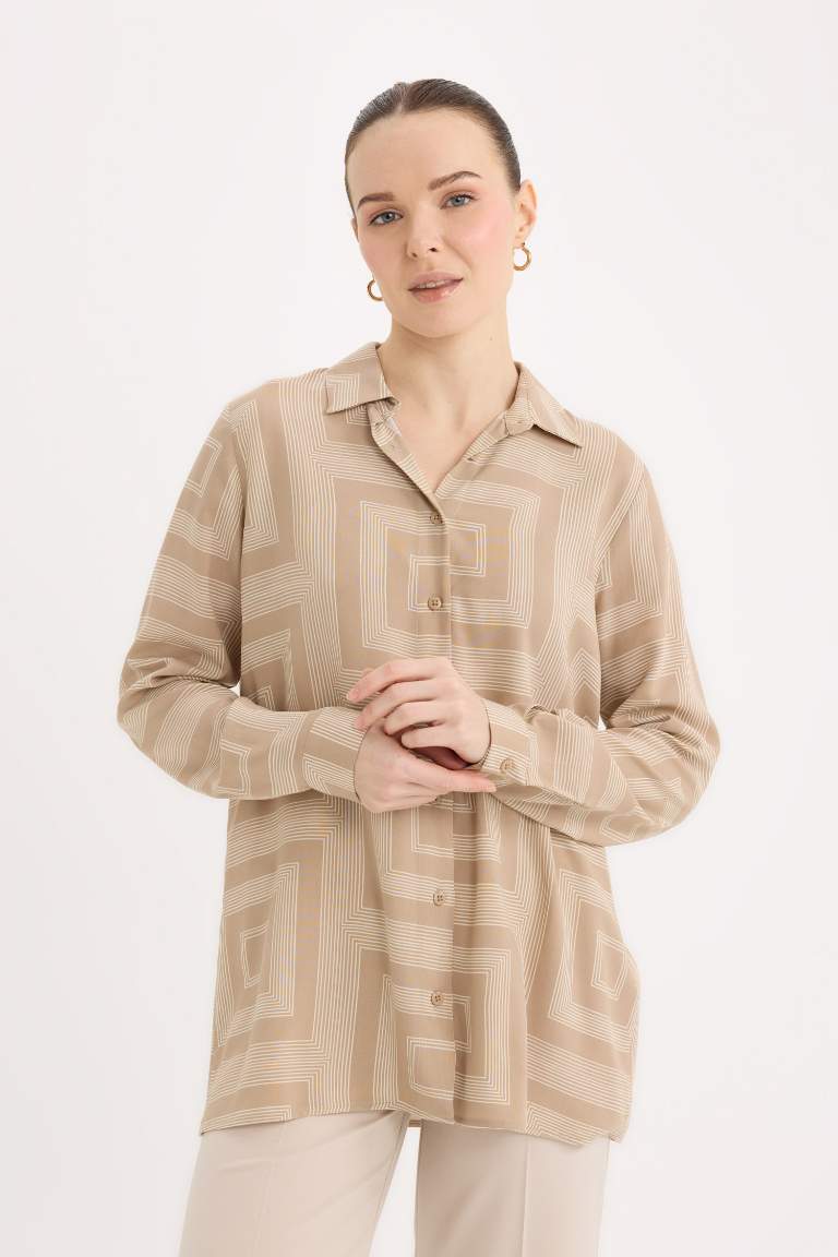 Traditional Loose Fit Shirt Collar Long Sleeve Tunic