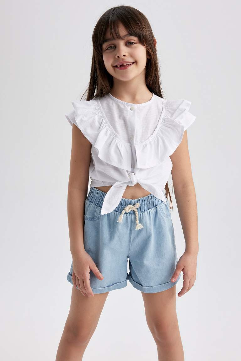 Short en Jean à taille élastique pour Fille