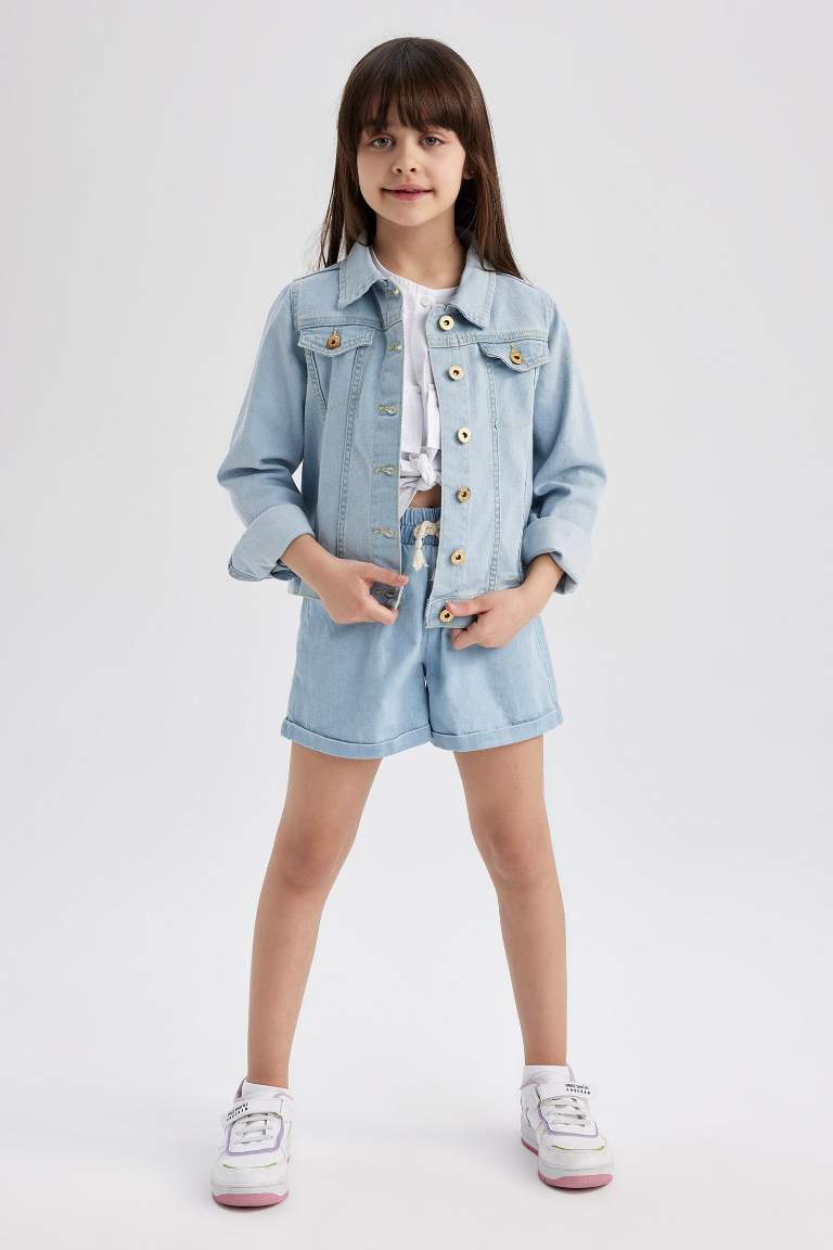 Short en Jean à taille élastique pour Fille