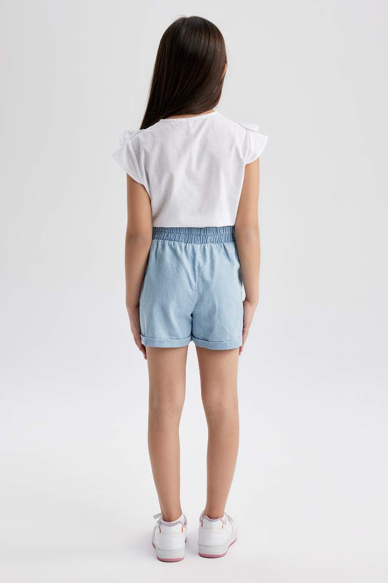 Short en Jean à taille élastique pour Fille